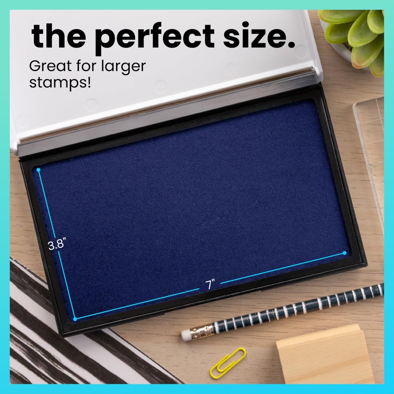 ExcelMark Rubber Stamp Ink Pad Extra Large 3-7/8" x 7" (Blue) - Image 5